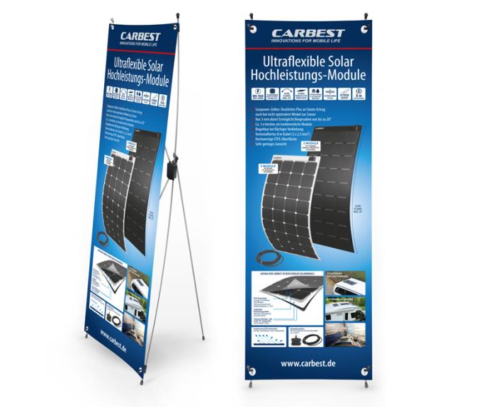 Carbest X-Banner - design: solpanel, tysk, størrelse: 60x180cm